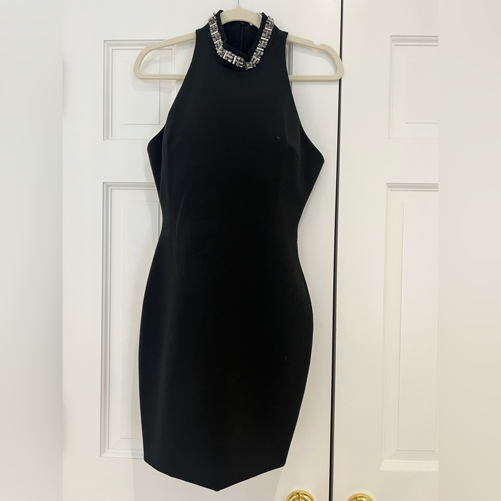 Elizabeth and James Black Halter Midi Dress